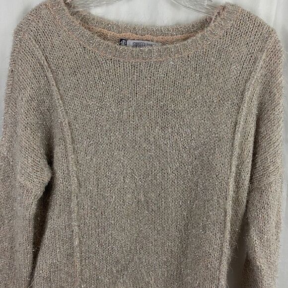 Jennifer Lopez Pink silver shimmer crew neck Holiday sweater size XS - Picture 7 of 10